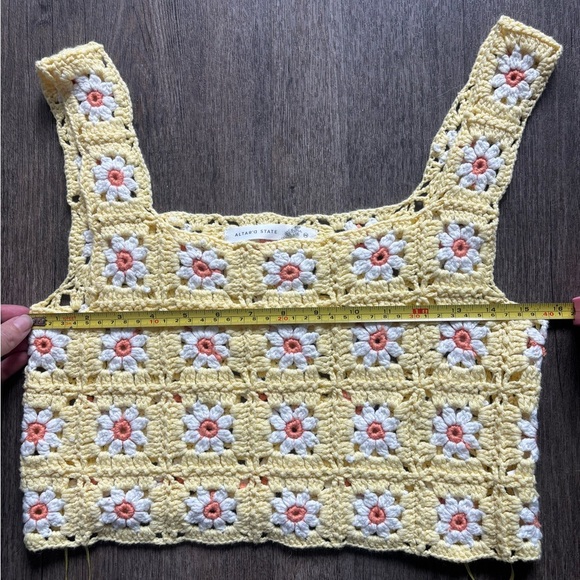 Altar'd State Yellow Floral Crochet Tank Top - Picture 3 of 5